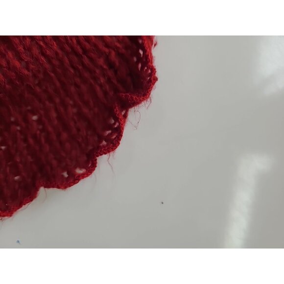 Womens Long Ruffle Cardigan Sweater S Metallic Red Horn Toggle Button - Picture 11 of 11